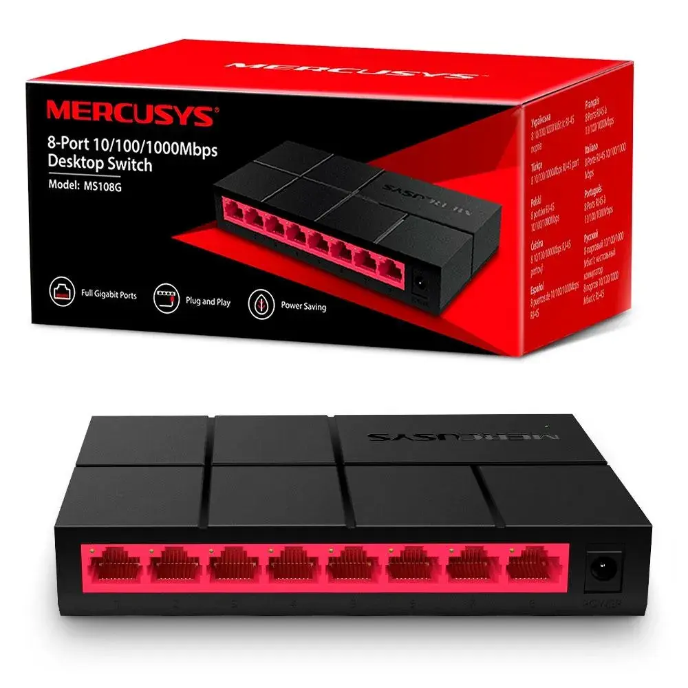 Switch 8 Puertos Gigabit Mercusys MS108G
