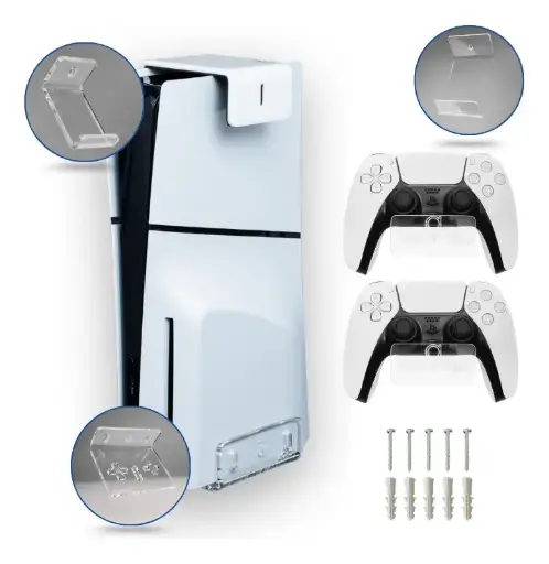 Soporte Acrílico De Pared Para PlayStation 5 + Controles