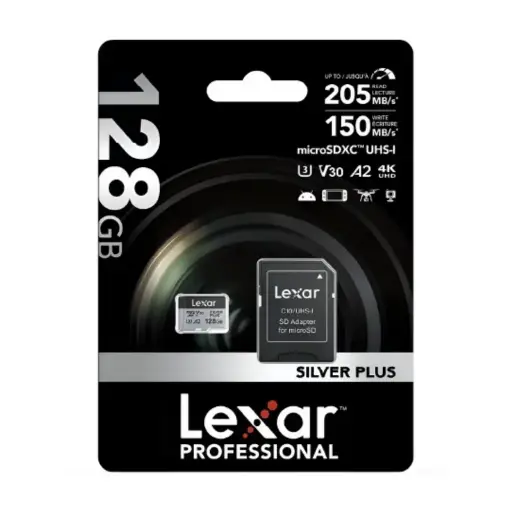 Memoria MicroSD 128gb Lexar  Silver Plus Professional 