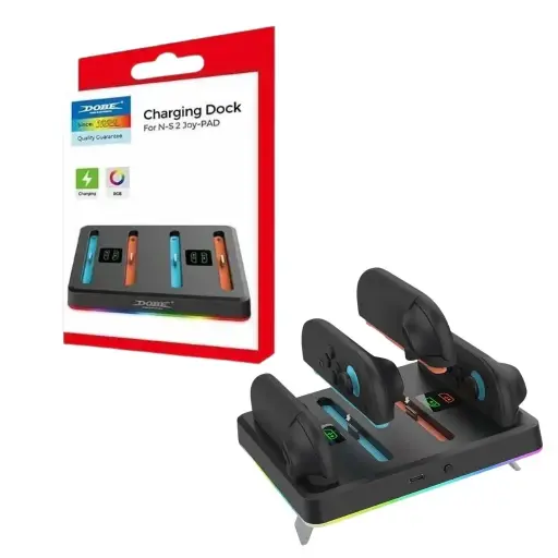 Base De Carga Para 4 Joy-con Nintendo Switch 2 Rgb Dobe